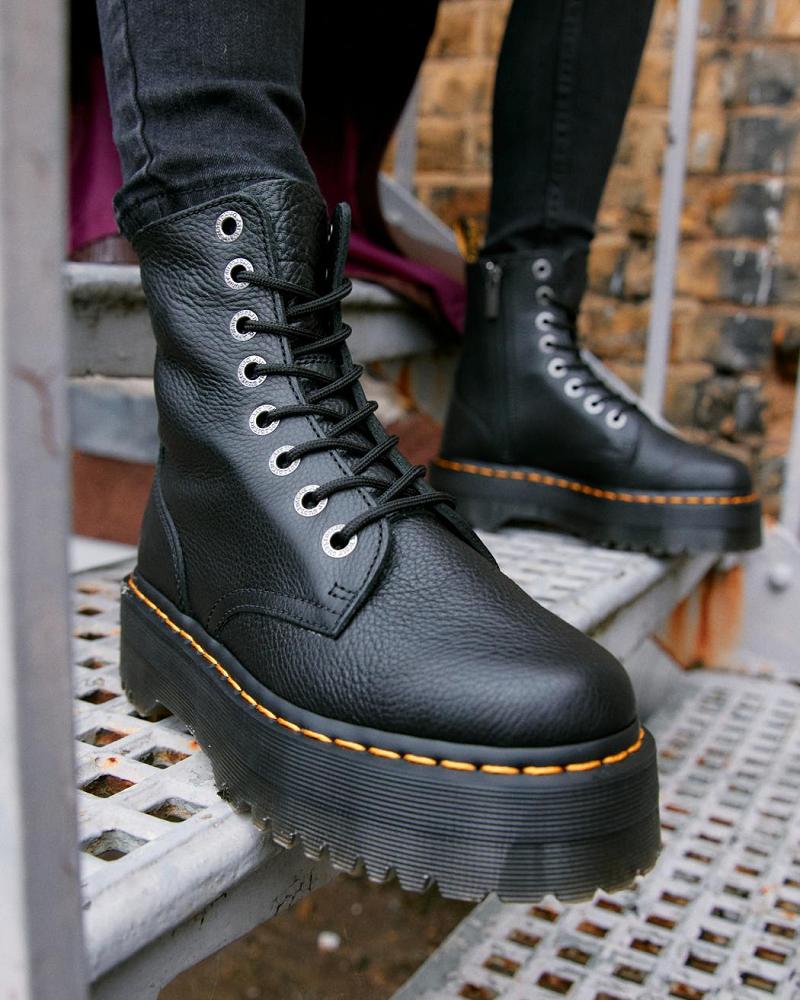 Dr Martens Jadon Pisa Læder Platform Støvler Dame Sort | DK 243RVD